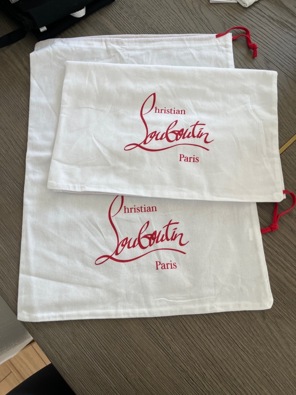 Christian Louboutin White Dust Bags with Red Logo (Set)